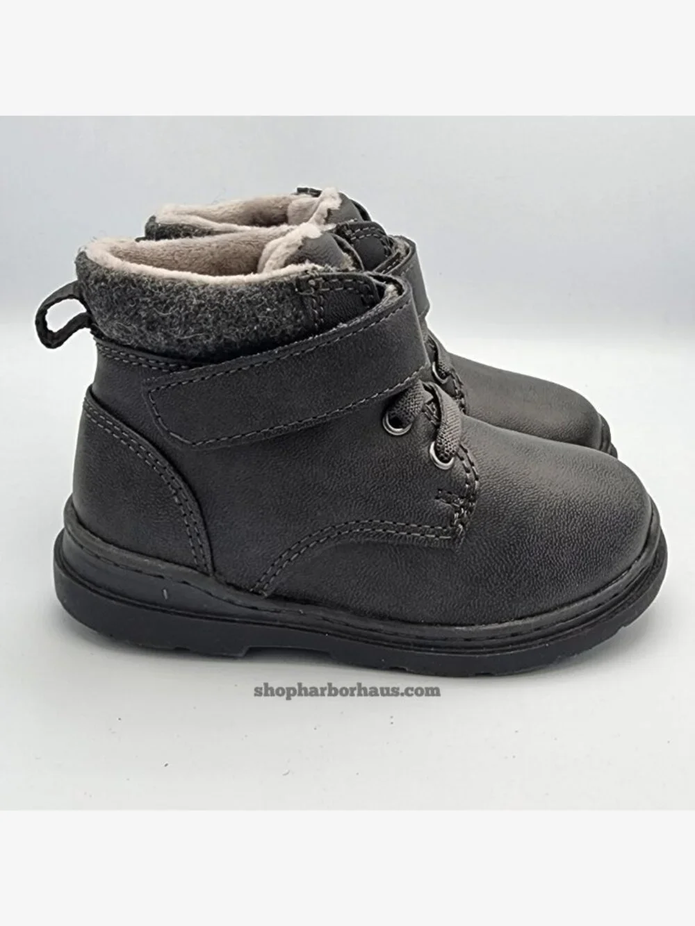 Black Ankle Strap Lace-Up Boots | Kid's 7